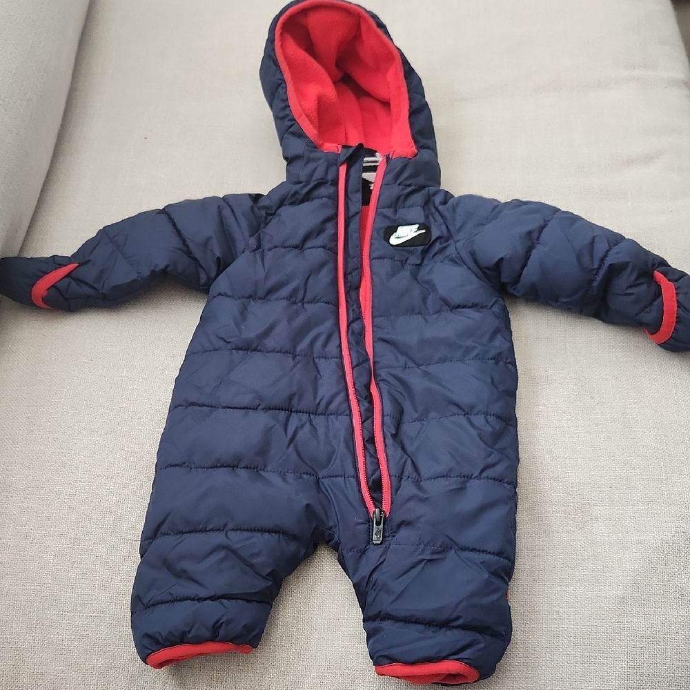 Nike Dark Blue Infant Snowsuit with Red Trim